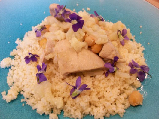 Curried Chicken, Cauliflower, Chick Peas with CousCous