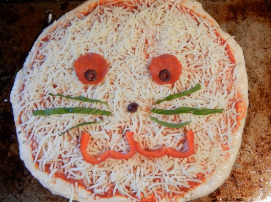 Cat Face Pizza - Before Baking & Before Ears